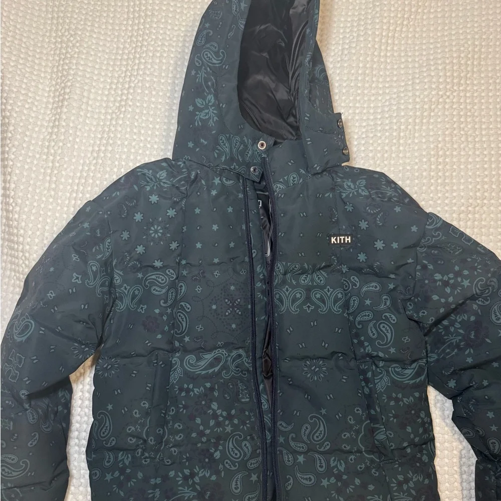 Kith Teal Paisley Print Puffer Jacket